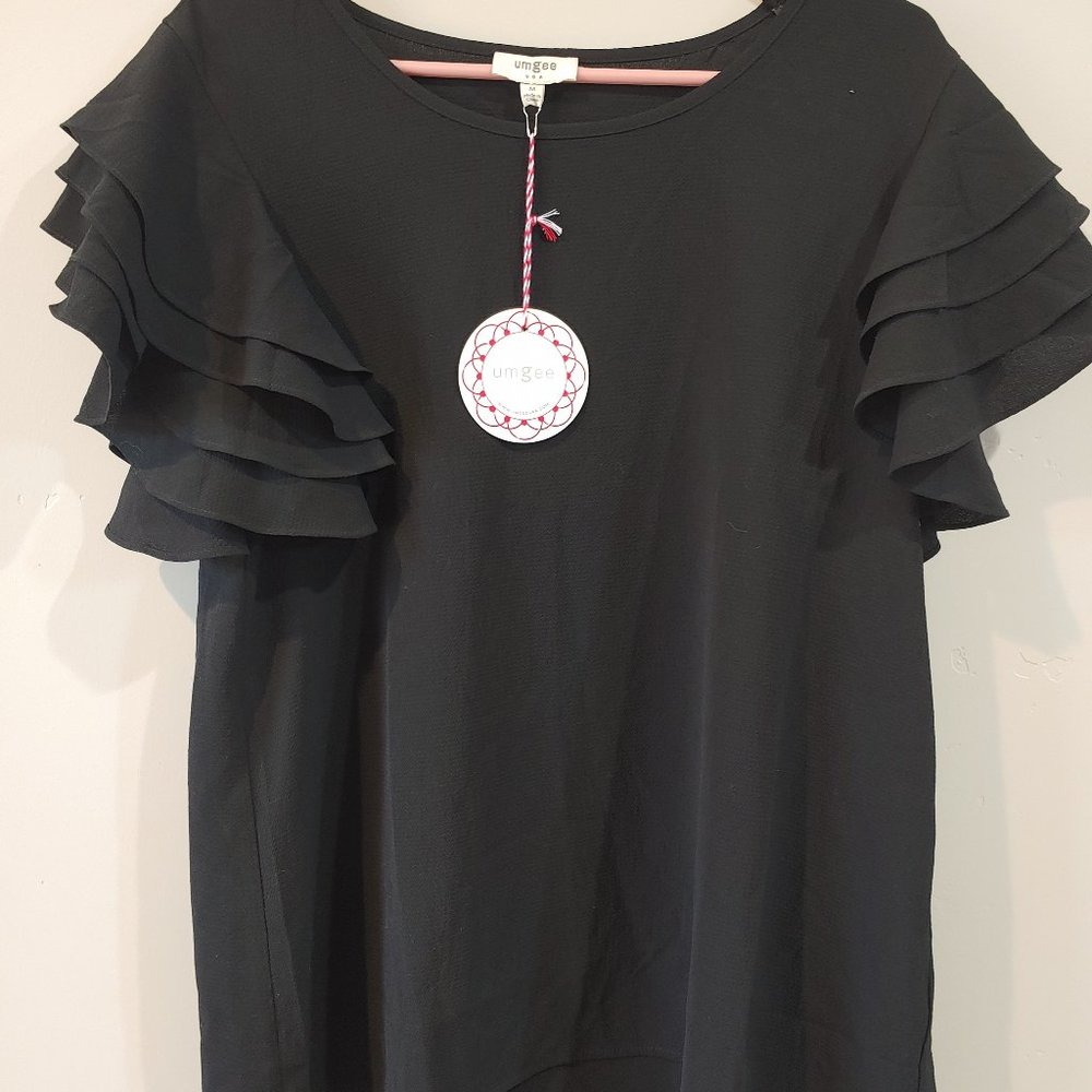 Black ruffle blouse